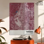 Strip below poster red map of Faridabad