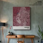Strip below poster red map of Faridabad