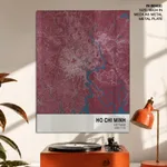 Strip below poster red map of Ho Chi Minh