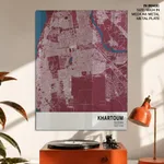 Strip below poster red map of Khartoum