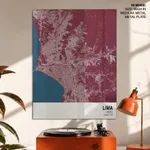 Strip below poster red map of Lima