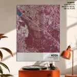 Strip below poster red map of Noida