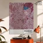 Strip below poster red map of Quezon City