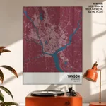 Strip below poster red map of Yangon