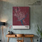Strip below poster red map of Yangon