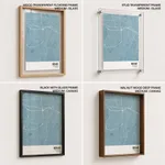 Strip below poster sky blue map of Bekasi