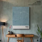 Strip below poster sky blue map of Bekasi