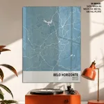 Strip below poster sky blue map of Belo Horizonte