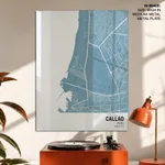 Strip below poster sky blue map of Callao