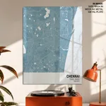 Strip below poster sky blue map of Chennai