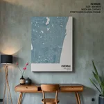 Strip below poster sky blue map of Chennai