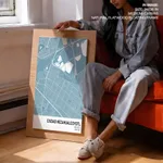 Strip below poster sky blue map of Ciudad Nezahualcoyotl