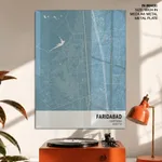 Strip below poster sky blue map of Faridabad