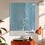 Strip below poster sky blue map of Ho Chi Minh