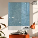 Strip below poster sky blue map of Indore