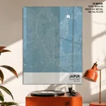 Strip below poster sky blue map of Jaipur