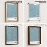 Strip below poster sky blue map of Jakarta