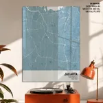 Strip below poster sky blue map of Jakarta
