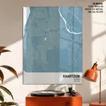 Strip below poster sky blue map of Khartoum