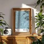 Strip below poster sky blue map of Kuala Lumpur