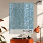 Strip below poster sky blue map of Kuala Lumpur