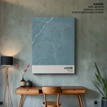 Strip below poster sky blue map of Lahore