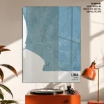 Strip below poster sky blue map of Lima