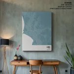 Strip below poster sky blue map of Lima