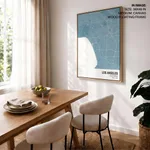 Strip below poster sky blue map of Los Angeles
