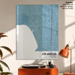 Strip below poster sky blue map of Los Angeles