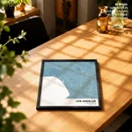 Strip below poster sky blue map of Los Angeles