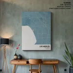 Strip below poster sky blue map of Los Angeles