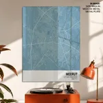 Strip below poster sky blue map of Meerut