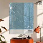 Strip below poster sky blue map of Noida