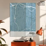 Strip below poster sky blue map of Osasco