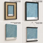 Strip below poster sky blue map of Santiago
