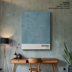 Strip below poster sky blue map of Santiago