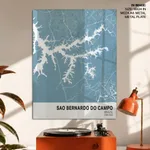 Strip below poster sky blue map of Sao Bernardo Do Campo