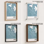 Strip below poster sky blue map of Srinagar