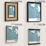 Strip below poster sky blue map of Srinagar