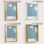 Strip below poster sky blue map of Srinagar