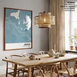 Strip below poster sky blue map of Srinagar