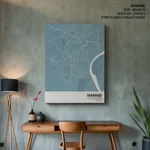 Strip below poster sky blue map of Varanasi