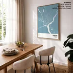 Strip below poster sky blue map of Yangon