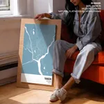Strip below poster sky blue map of Yangon