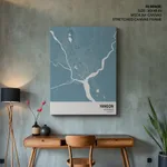 Strip below poster sky blue map of Yangon
