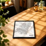 Strip below poster white map of Bogota