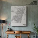 Strip below poster white map of Bogota