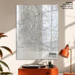 Strip below poster white map of Dhaka