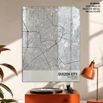 Strip below poster white map of Quezon City